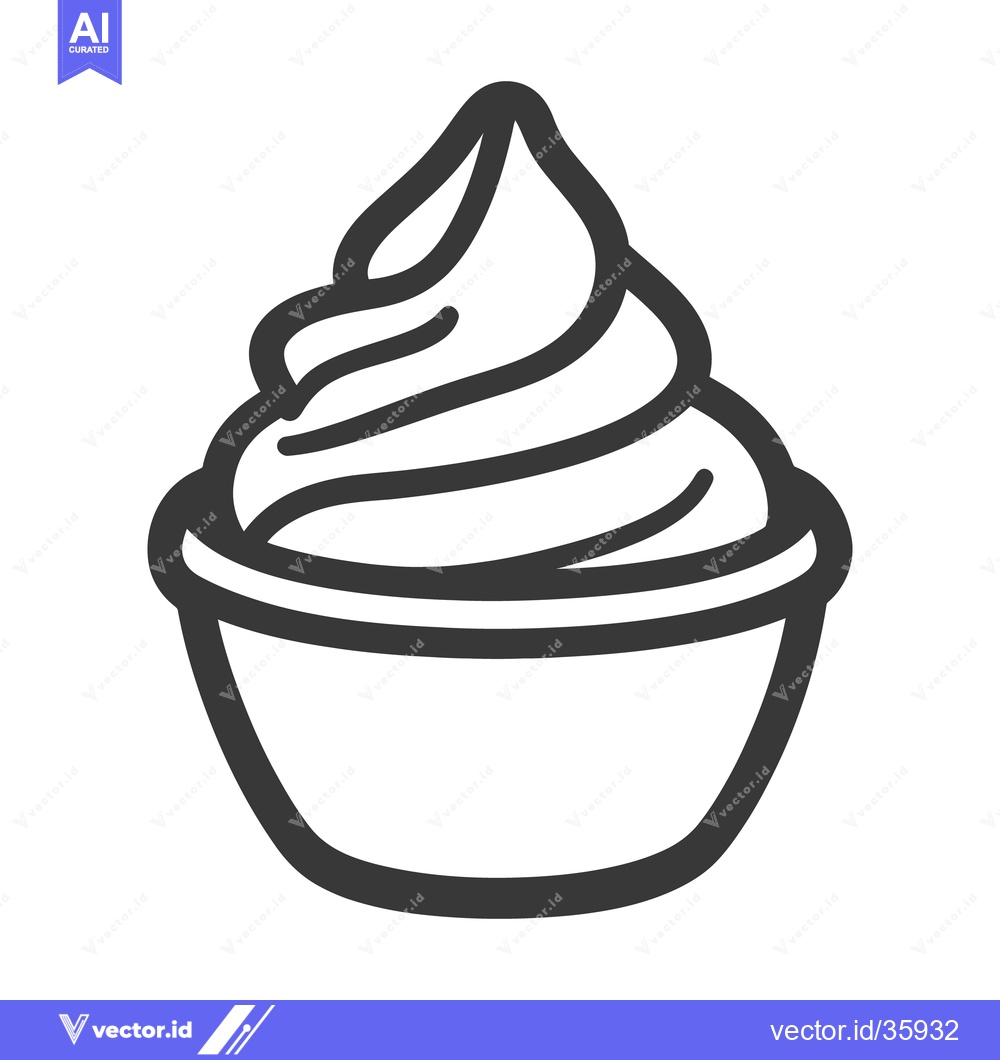 Premium Vector of A detailed line drawing illustration of a soft serve dessert