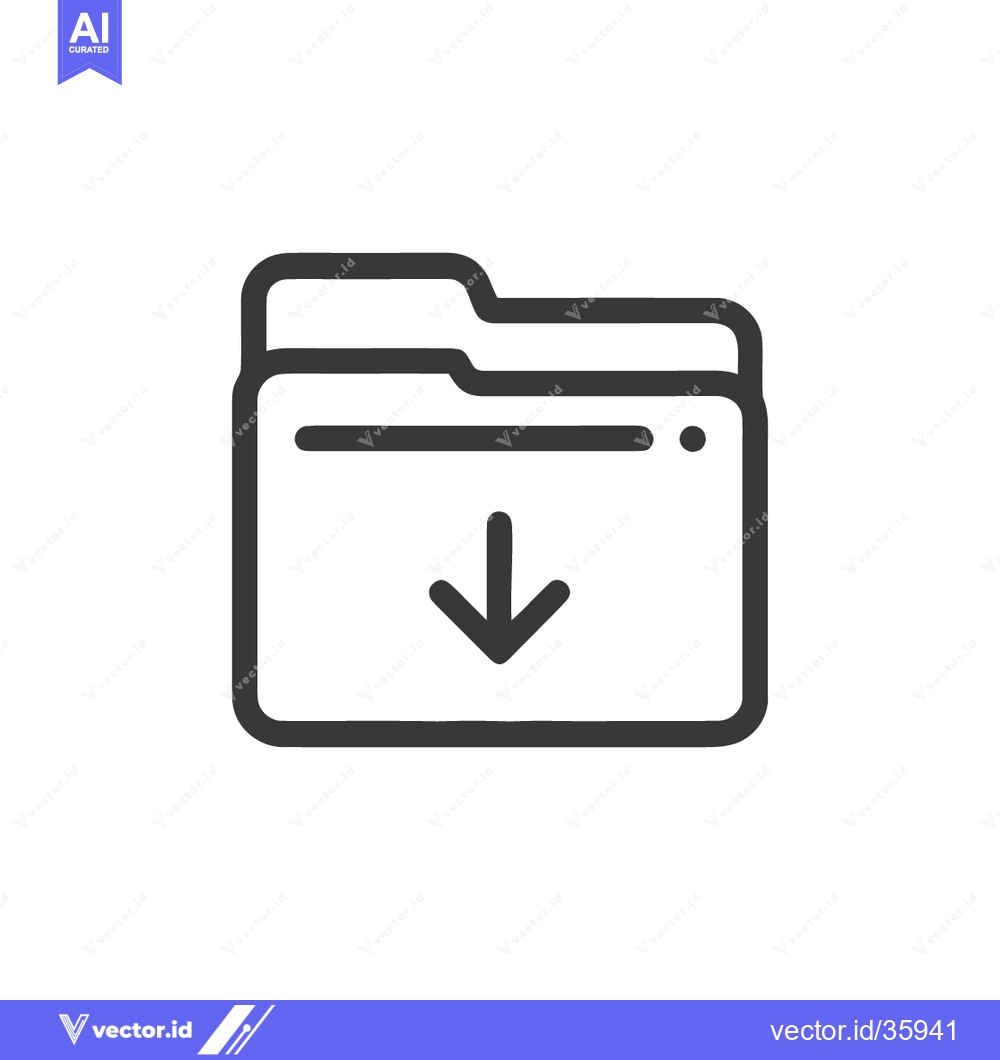 Premium Vector dari Download Folder Icon: Simple Line Art for Data Transfer and Storage