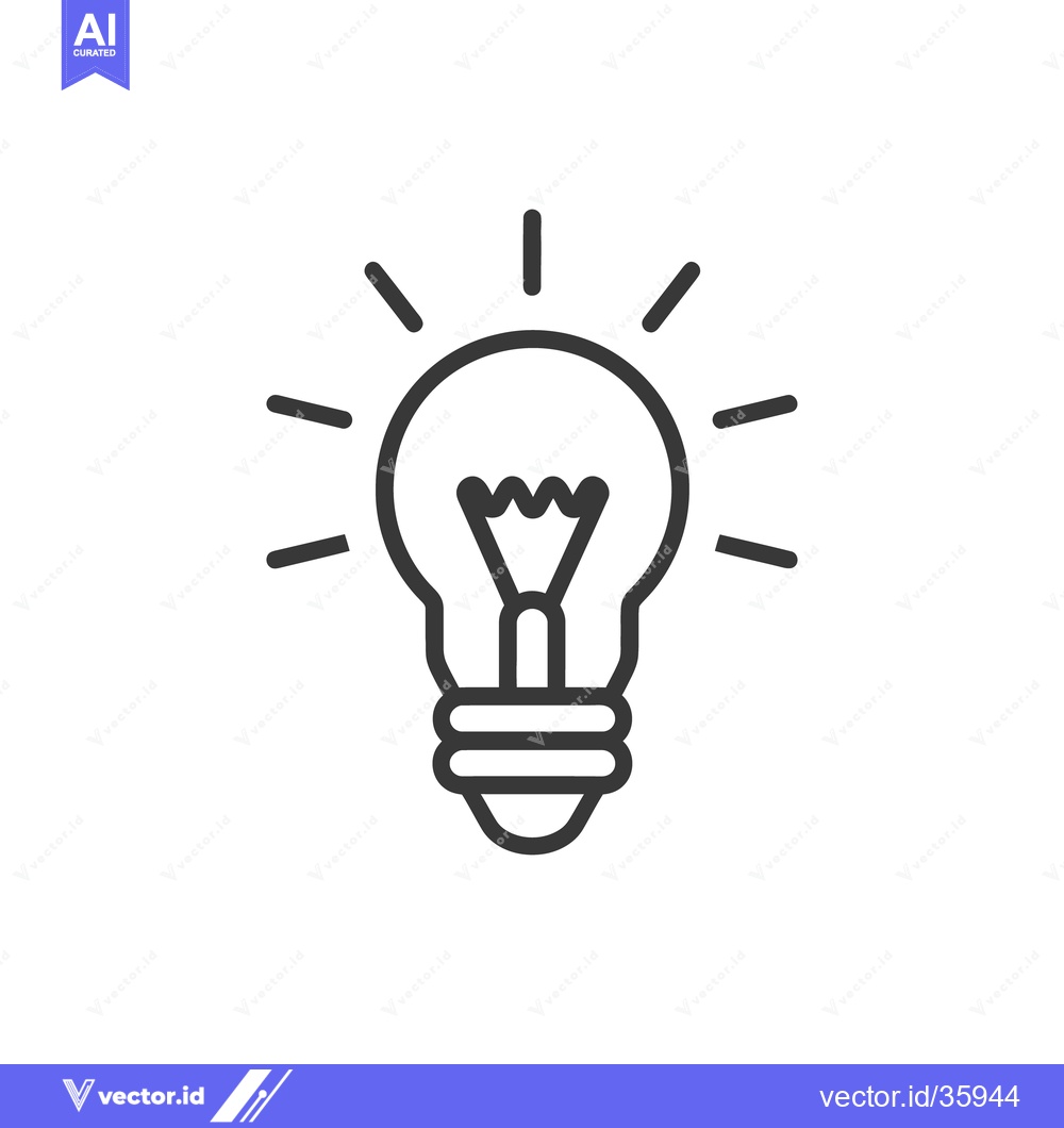 Premium Vector of A simple black and white illustration of a lit lightbulb