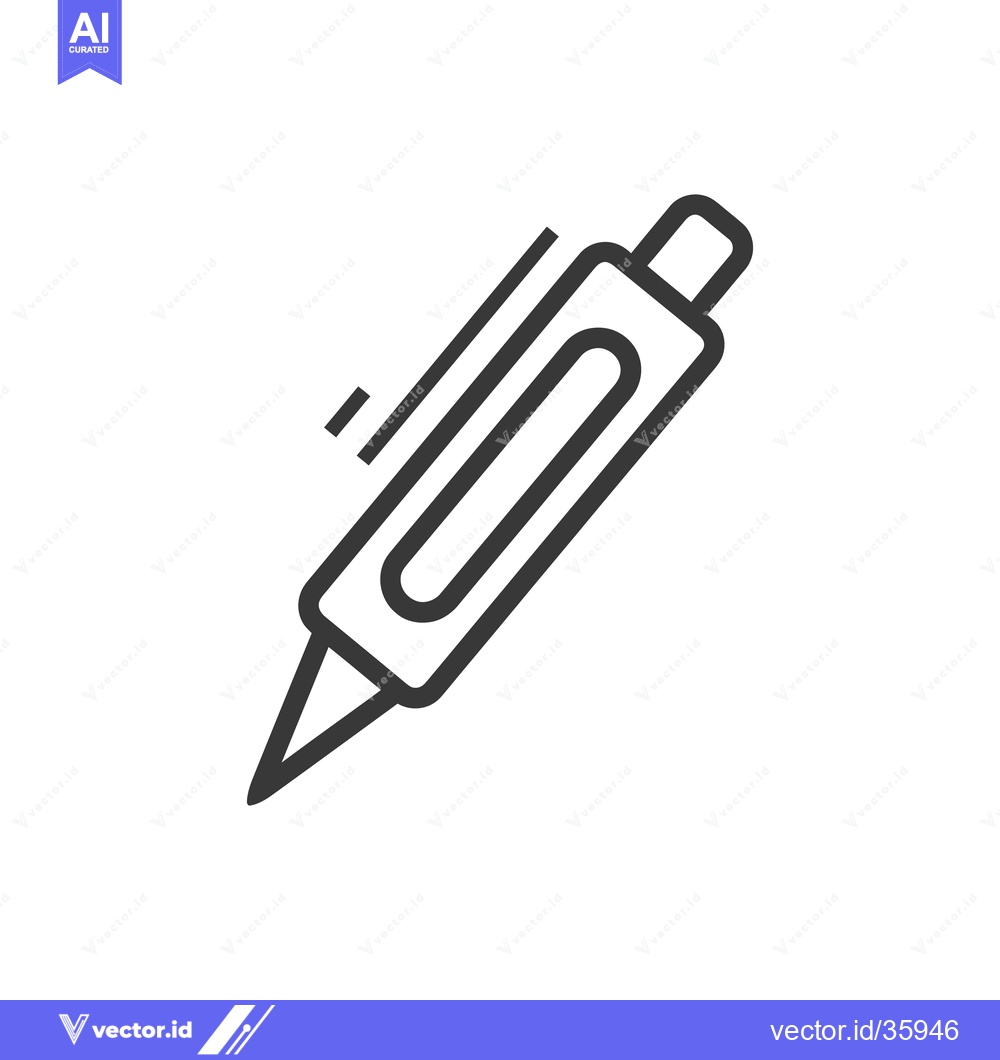 Premium Vector dari A simple black line drawing depicting a ballpoint pen