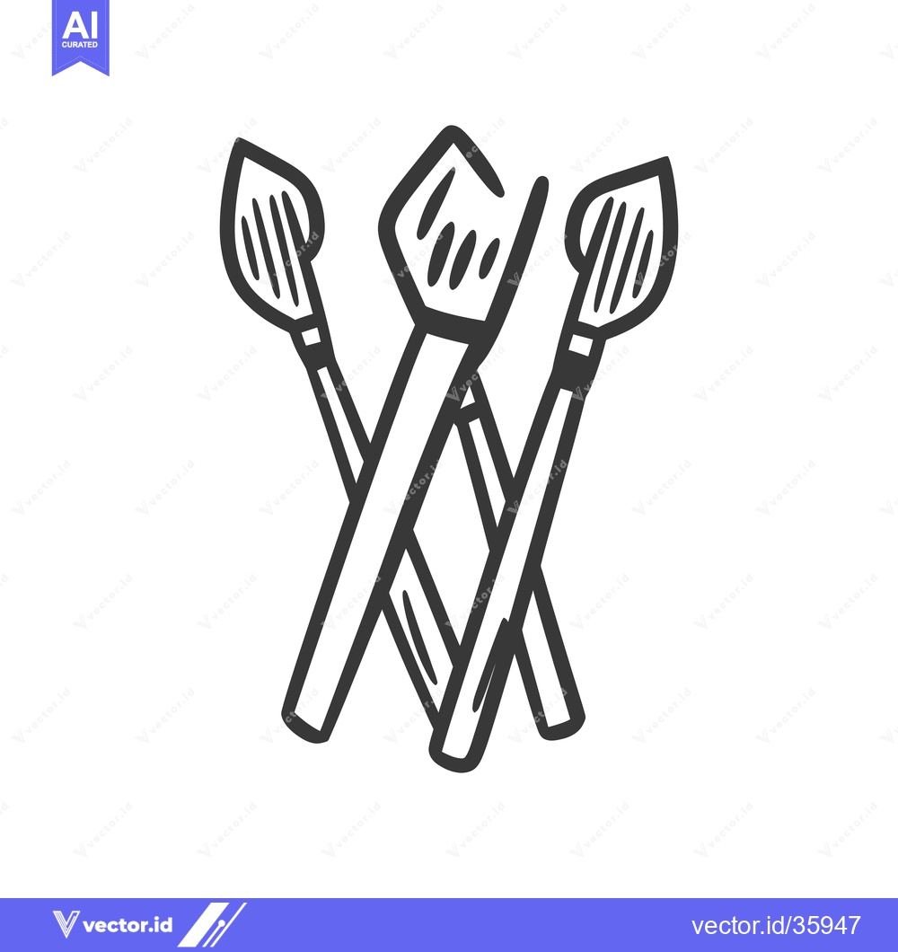 Premium Vector of Three Artist Paintbrushes Crossed Together In A Simple Illustration