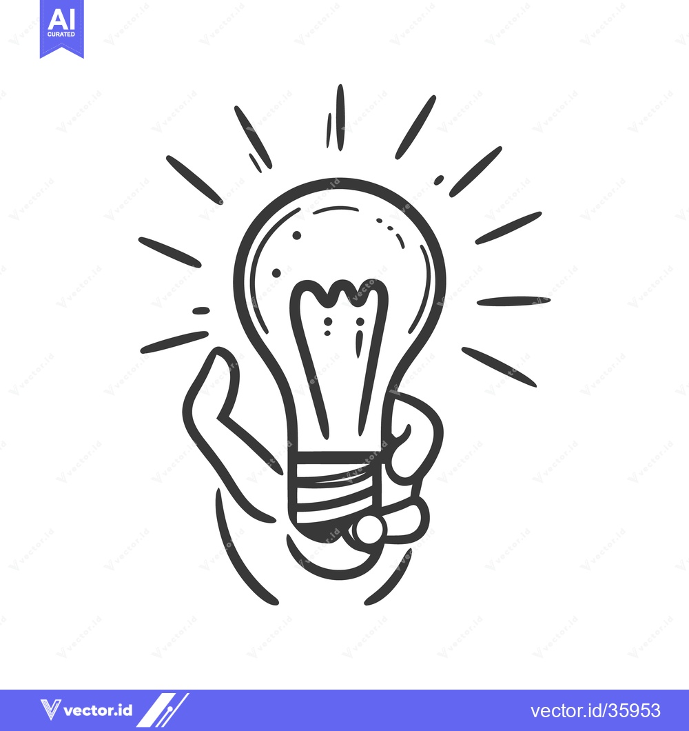 Premium Vector dari A hand grasping an illuminated lightbulb to show an idea
