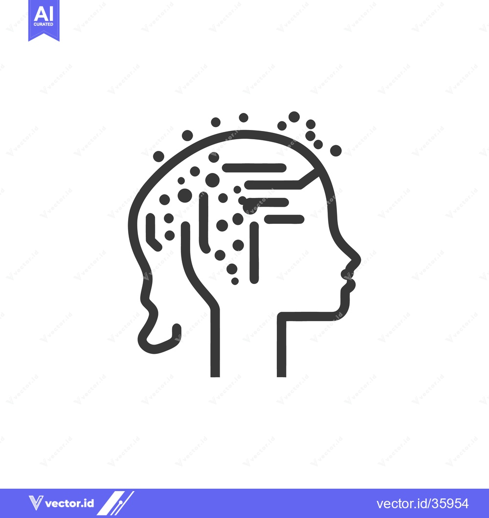 Premium Vector of A line art illustration of a head with technology integrated