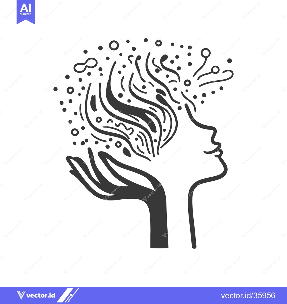 Premium Vector dari A simple line drawing depicting a person and abstract shapes