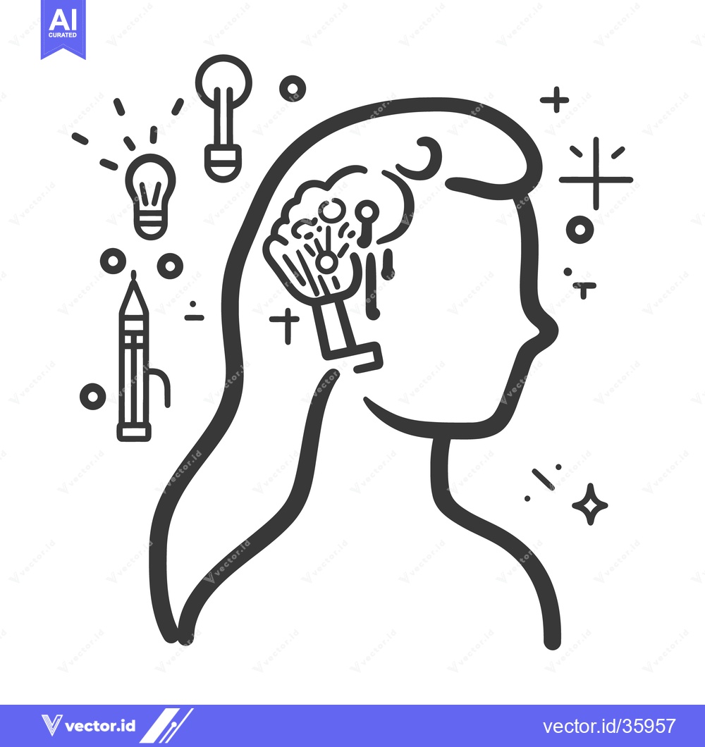 Premium Vector of A female profile illustrating the ideas and thoughts inside her head