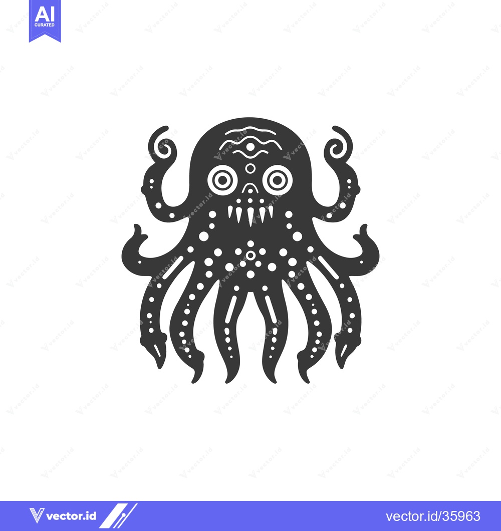 Premium Vector of A stylized black and white illustration of a sea creature