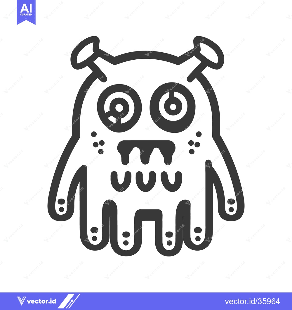 Premium Vector dari A friendly cartoon monster with large eyes and a funny mouth