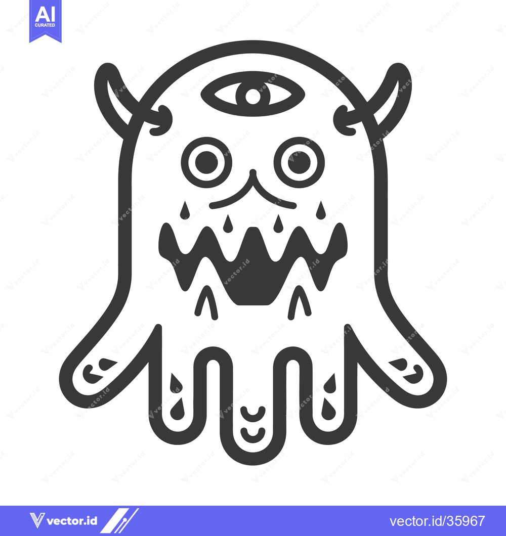 Premium Vector dari A curious cartoon monster with a single eye and horns
