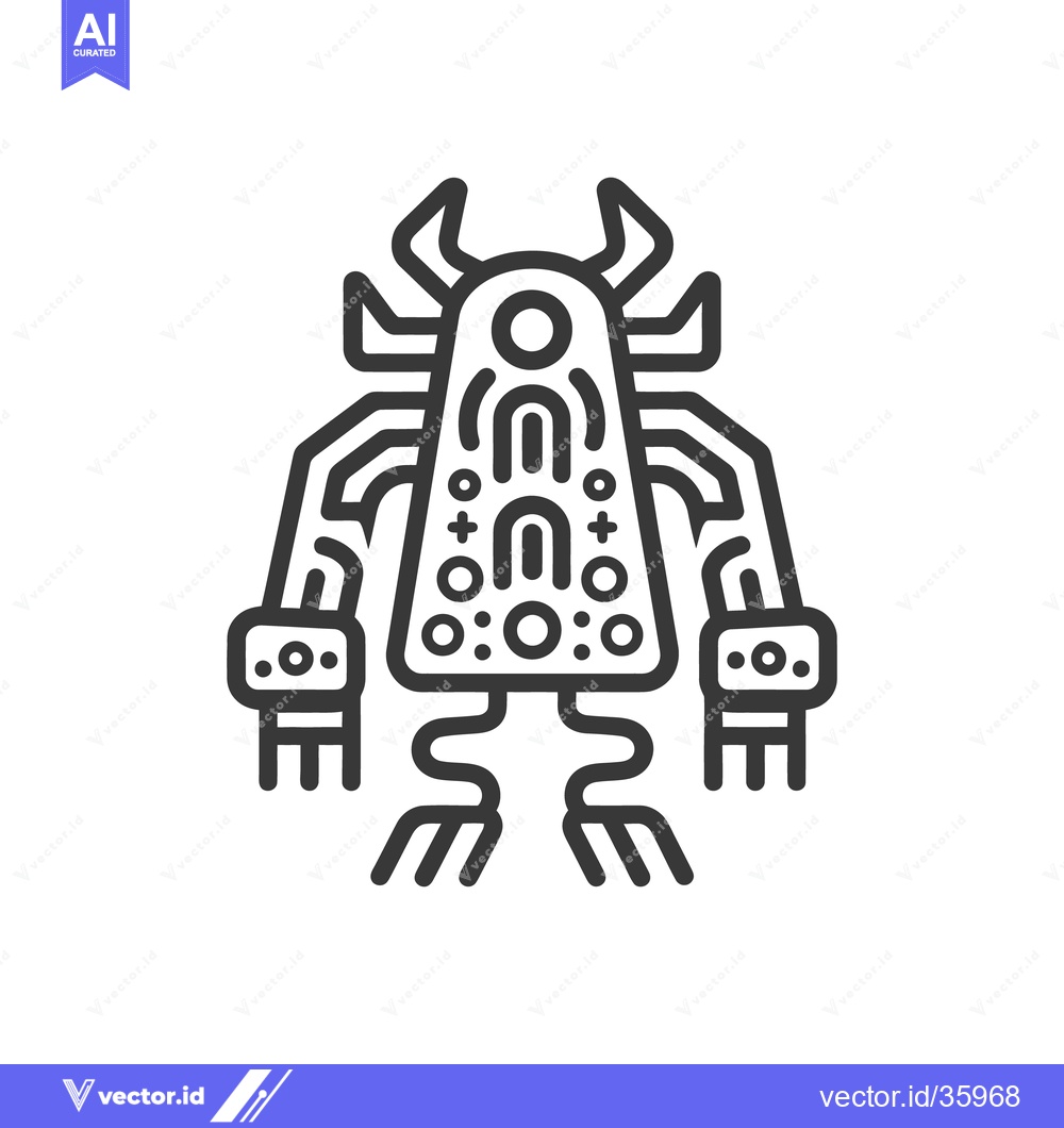 Premium Vector of A stylized black and white illustration of a mechanical creature