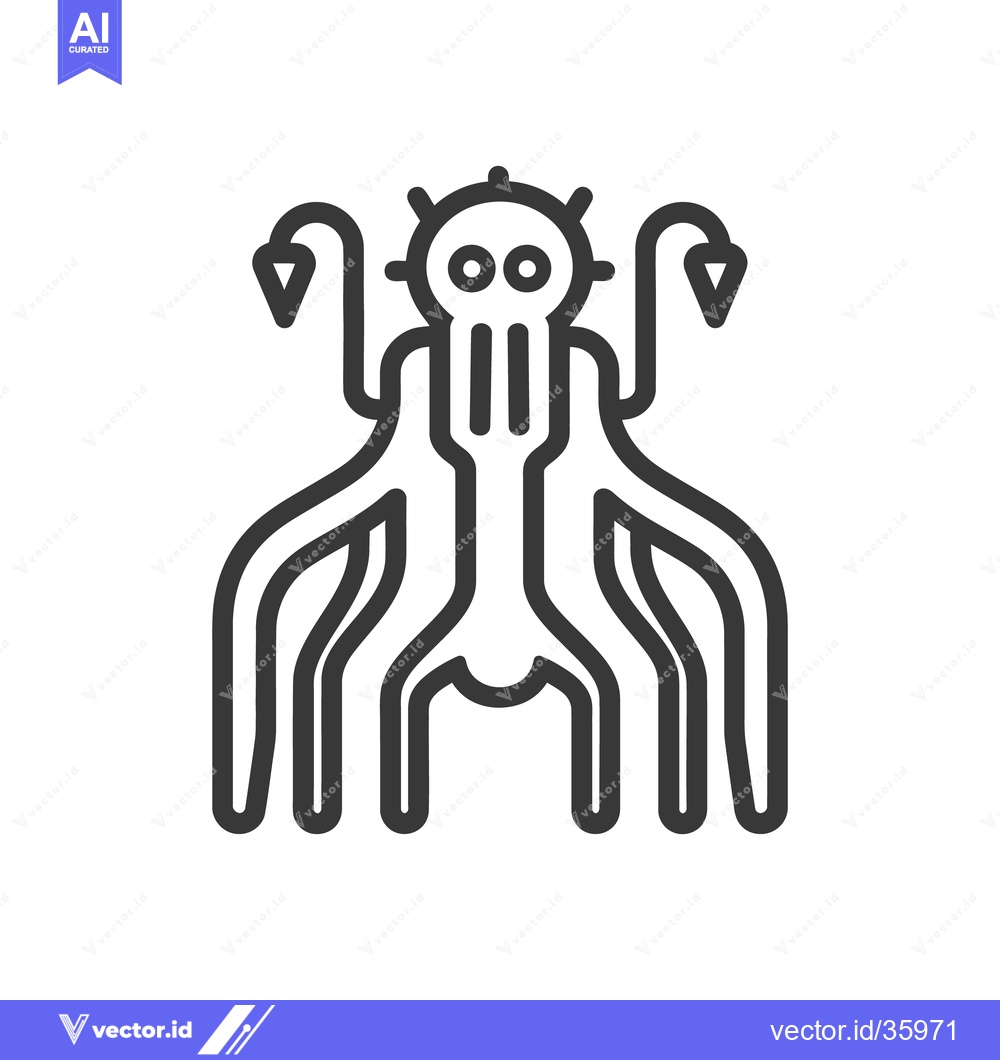 Premium Vector of A symmetrical cartoon depiction of an alien with multiple tentacles