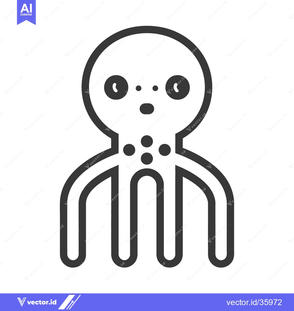 Premium Vector dari Simple illustration of an octopus with its tentacles and round head