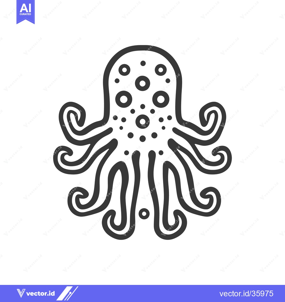 Premium Vector of A black and white illustration of an octopus graphic design