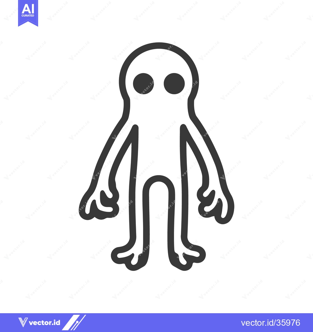 Premium Vector of A simple outlined cartoon character with two large eyes