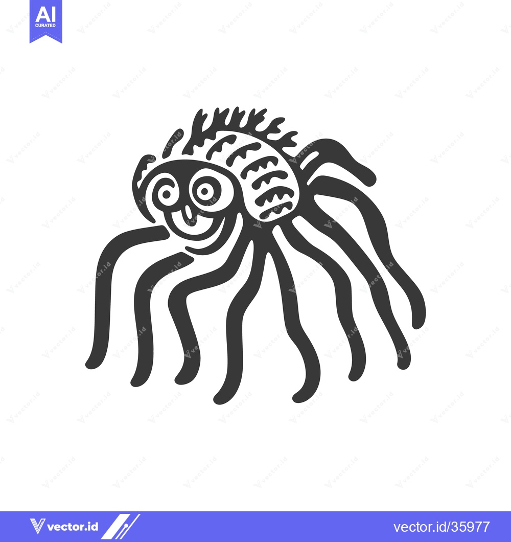 Premium Vector dari A friendly cartoon spider with eight legs and a smiling face
