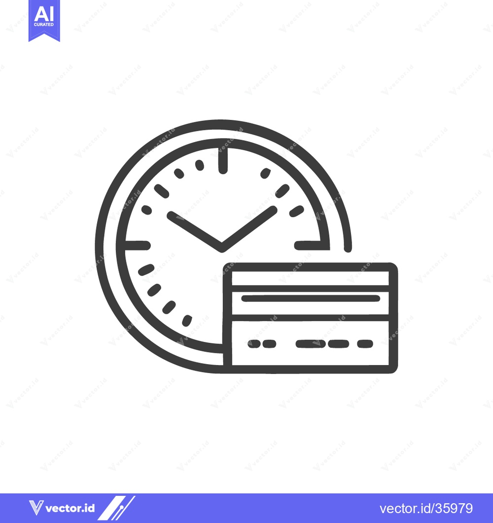 Premium Vector dari Time is Money: Clock and Credit Card Icon in Minimalist Style