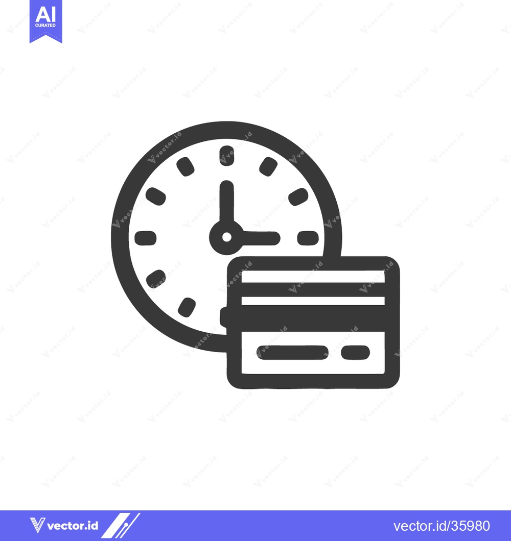 Premium Vector of Time-Sensitive Payment: Clock and Credit Card Icon in Bold Outline Sty