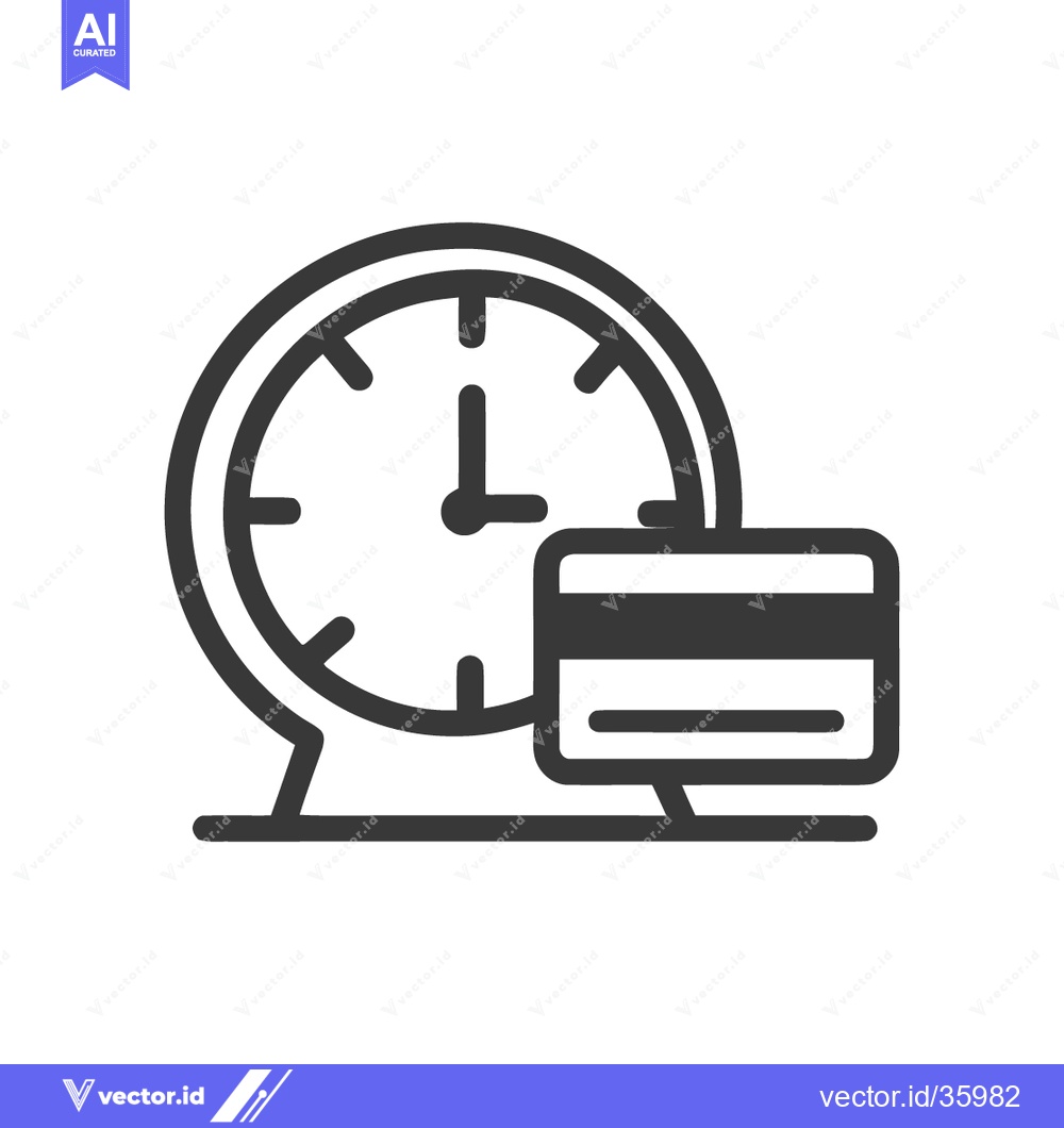 Premium Vector dari Time-Sensitive Payment: Clock and Credit Card Icon in Minimalist Desig