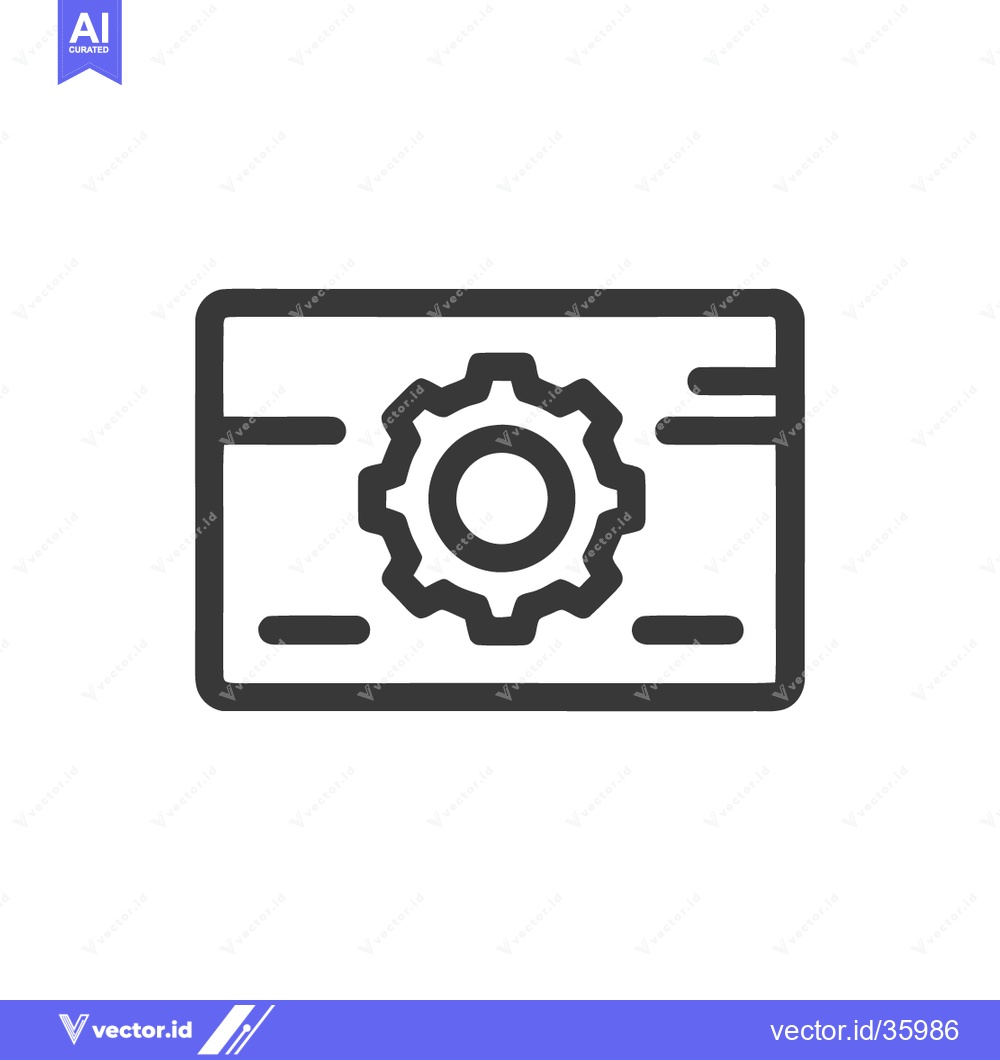 Premium Vector dari Gear Icon in Box: Technical Drawing, Engineering Symbol, Outline Style