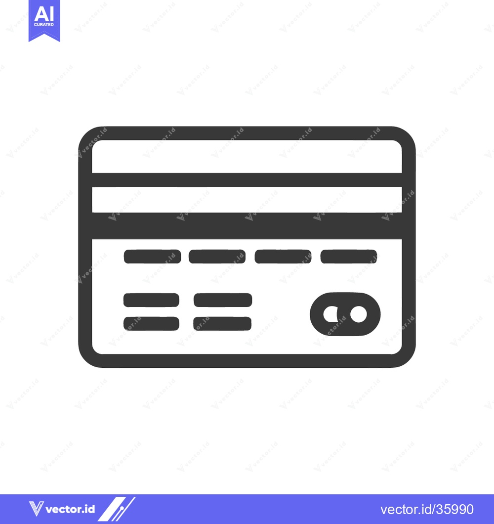 Premium Vector dari Minimalist Credit Card Icon: Financial Symbol with Magnetic Stripe and