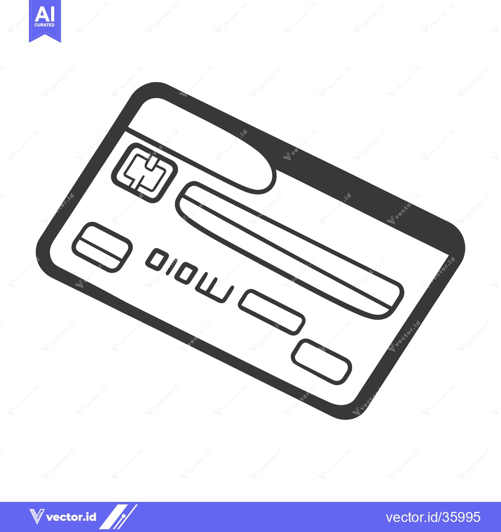 Premium Vector dari A minimalist illustration showing a rectangular credit card in detail