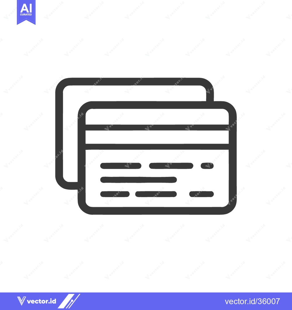 Premium Vector dari Minimalist Credit Card Icon: Streamlined Banking Symbol on White Backg