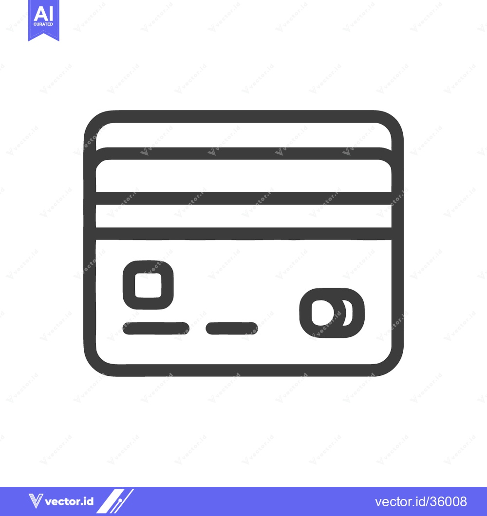 Premium Vector of Minimalist Credit Card Icon: Financial Transaction Symbol in Bold Outl