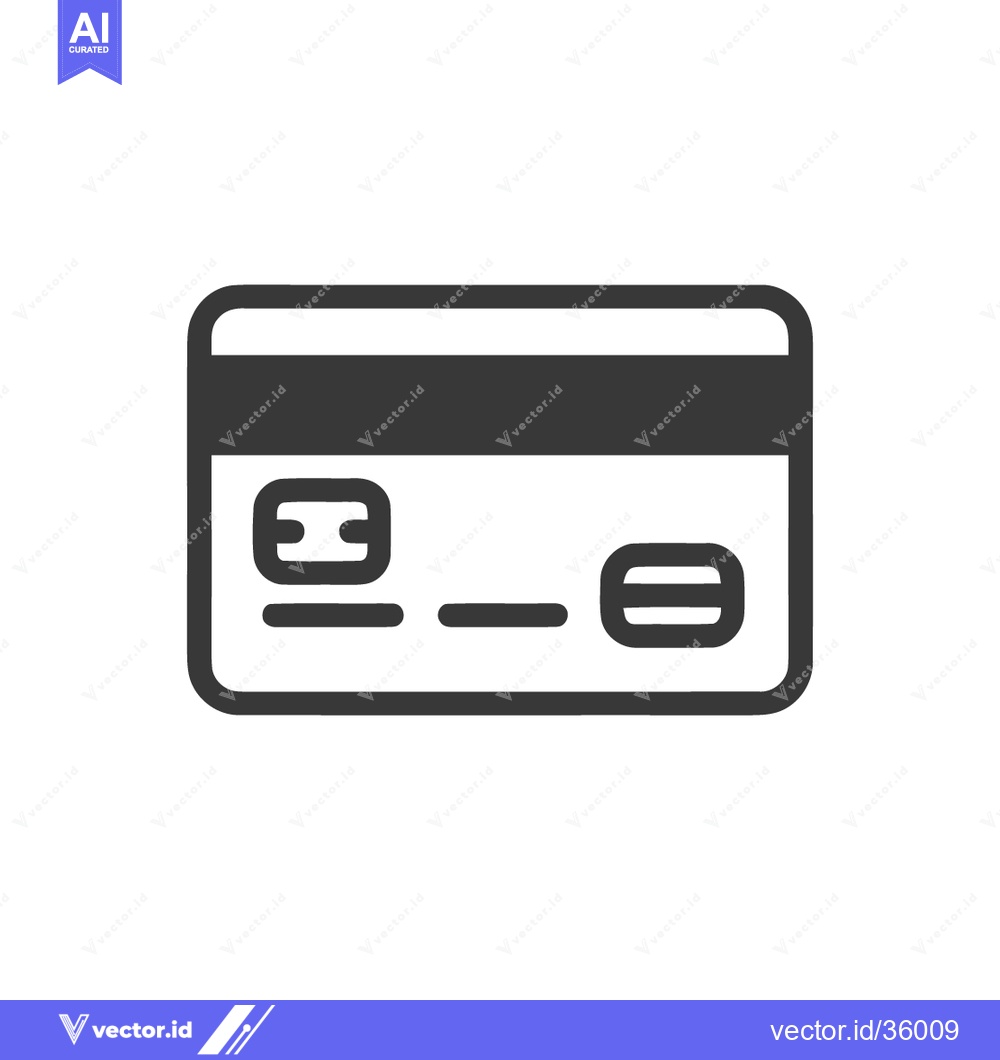 Premium Vector dari Minimalist Credit Card Icon: Dark Gray Outline on White Background, Fi