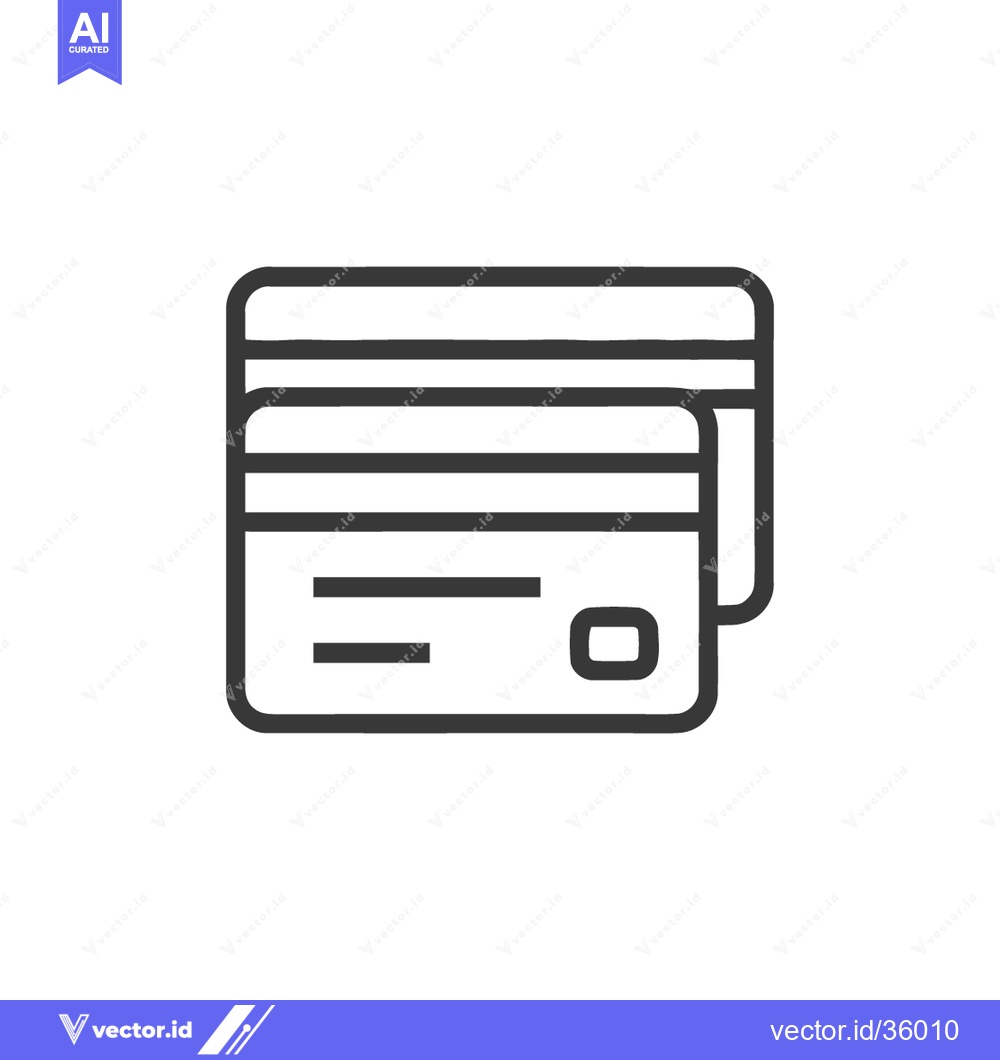 Premium Vector dari Minimalist Line Art: Stacked Credit Cards Icon on White Background