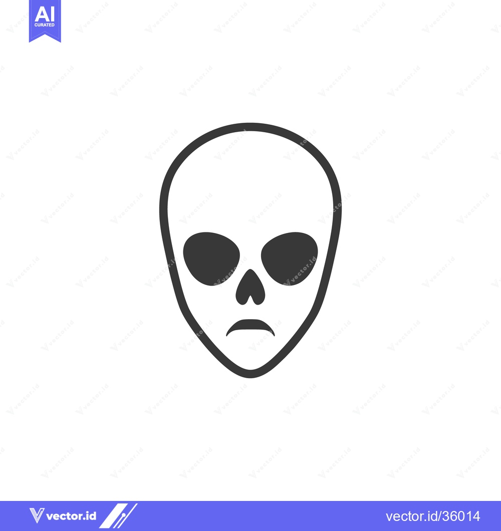 Premium Vector of A simplistic black and white illustration depicts an alien head