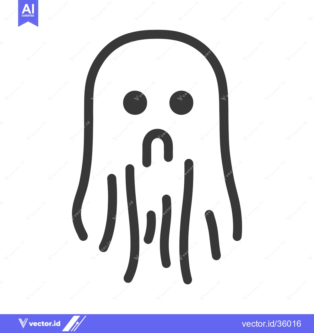 Premium Vector dari Simple outlined ghost with a sad expression floating upwards against w