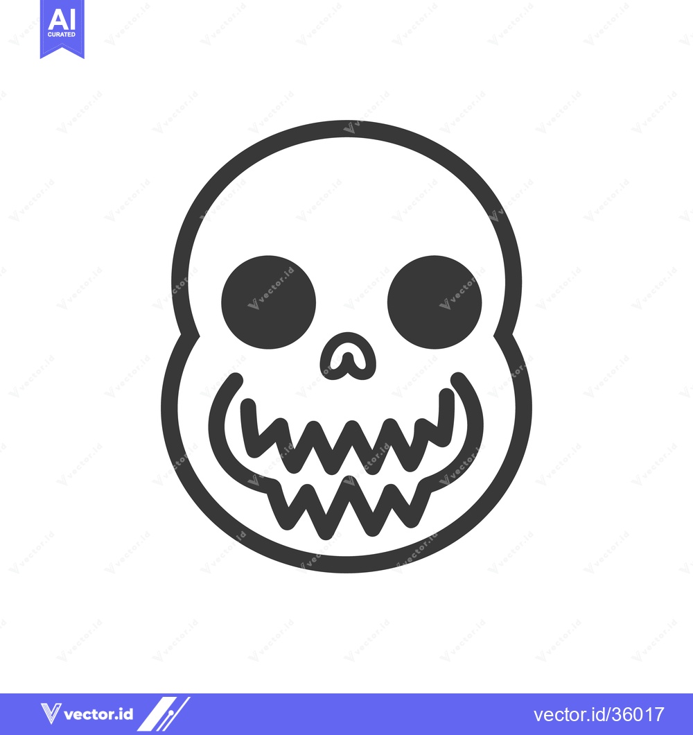 Premium Vector dari A simple illustration depicting a smiling skull with dark features