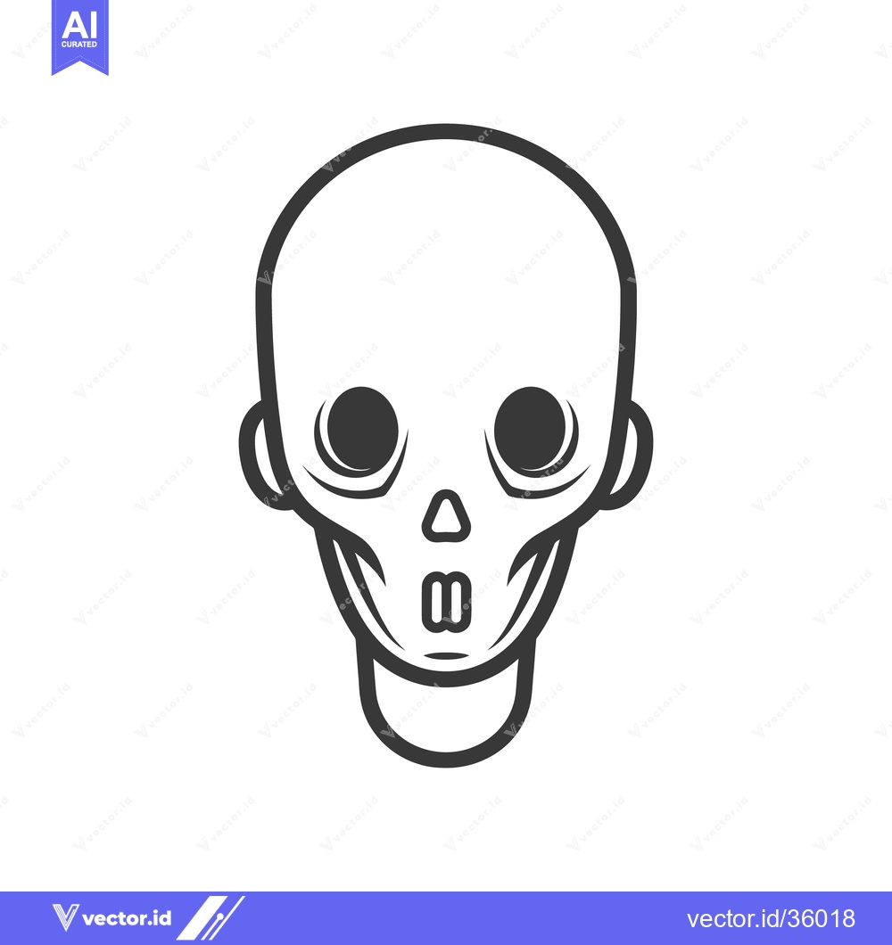 Premium Vector of Simple stylized illustration of a human skull in black outline