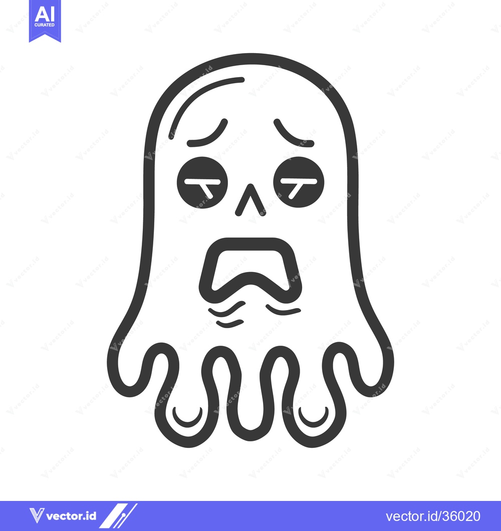 Premium Vector dari A cartoon ghost with a forlorn and distressed facial expression