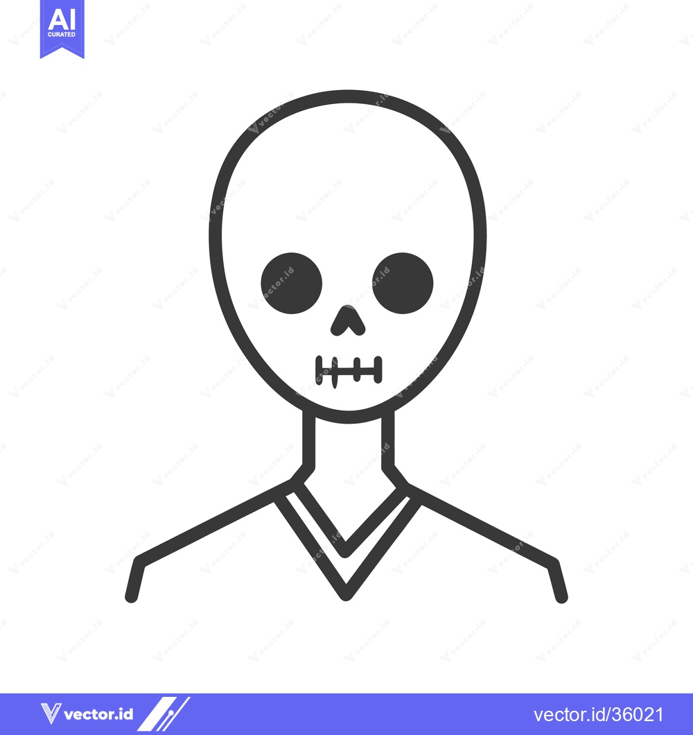 Premium Vector of An outlined illustration depicts a humanoid alien skeleton character d