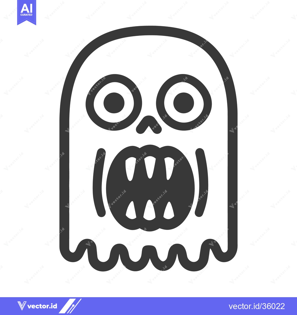Premium Vector of A cartoon depiction of a spooky ghost with visible teeth