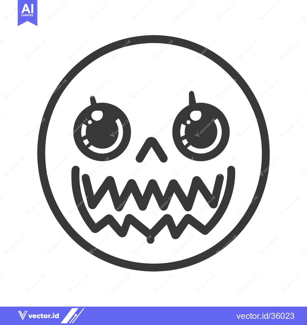 Premium Vector dari A round cartoon face displays a toothy smile and large eyes