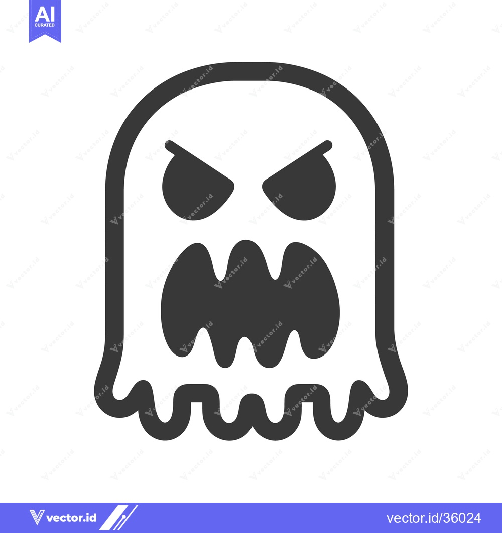 Premium Vector dari An angry ghost icon with sharp eyes and a wide open mouth