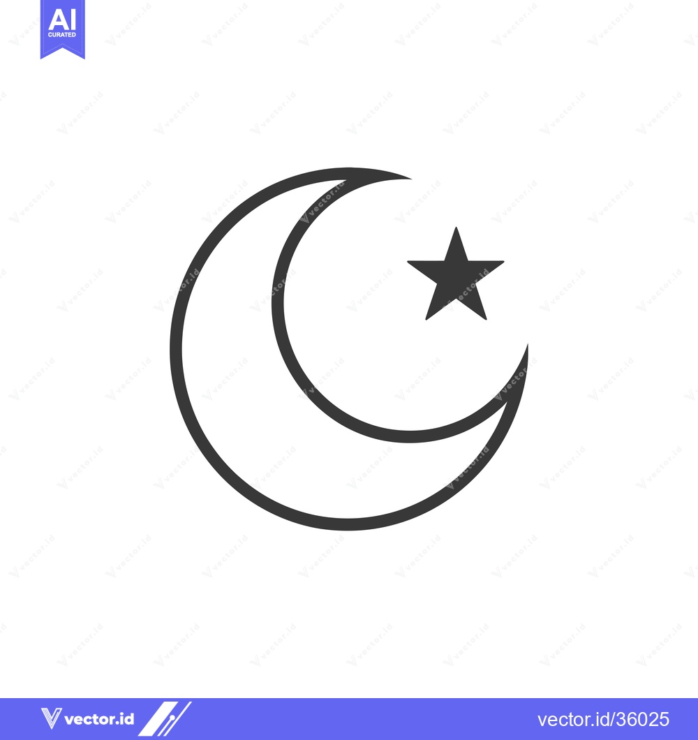 Premium Vector dari Crescent Moon and Star Icon in Black and White