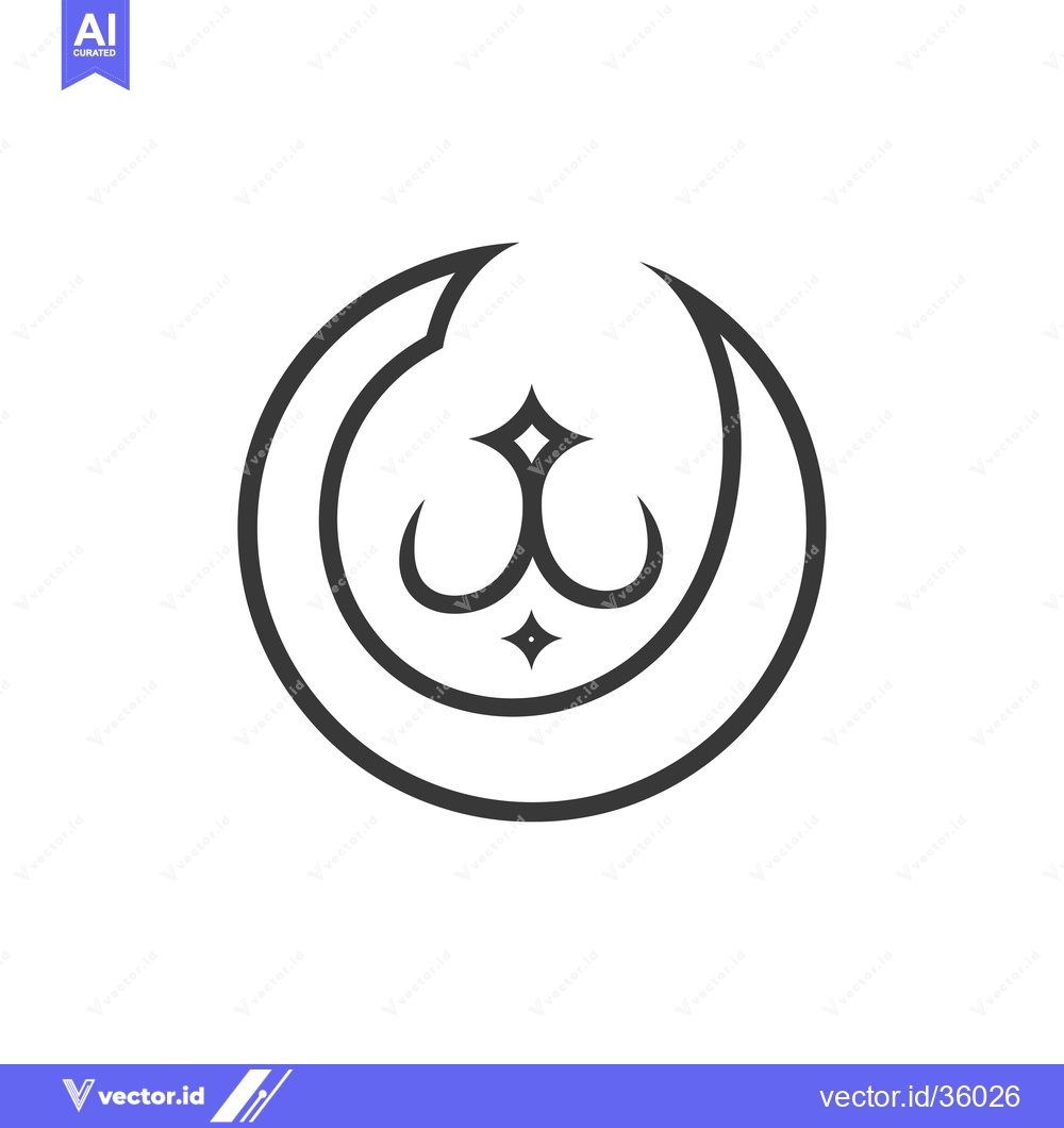 Premium Vector dari Crescent Moon with Star and Ornamental Design