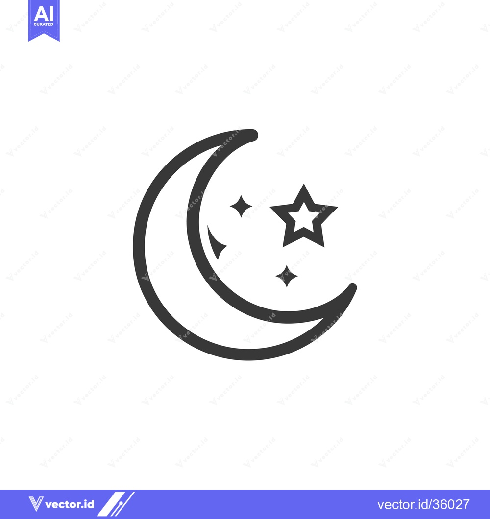 Premium Vector dari Crescent Moon with Star and Tiny Stars