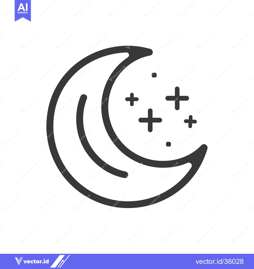 Premium Vector of Crescent Moon with Stars Icon