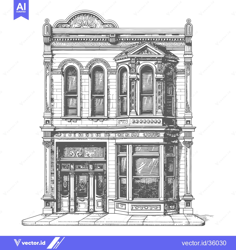 Premium Vector dari Ornate Victorian Era Building Architectural Drawing