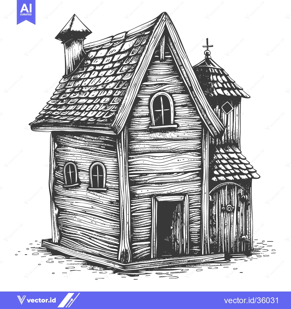 Premium Vector of A quaint wooden house with a steeply pitched roof