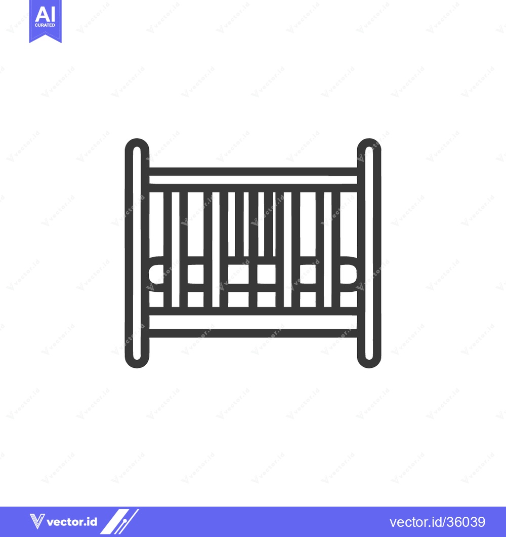 Premium Vector dari Minimalist Baby Crib Line Art: Nursery Furniture Icon