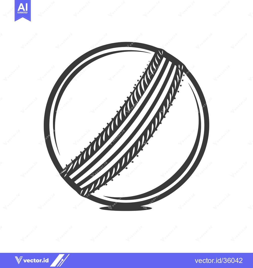 Premium Vector of Illustration depicts a cricket ball with a detailed and textured seam