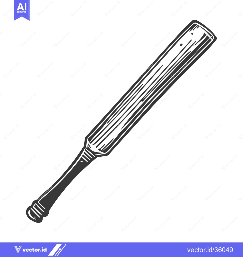 Premium Vector dari A black and white illustration of a wooden baseball bat
