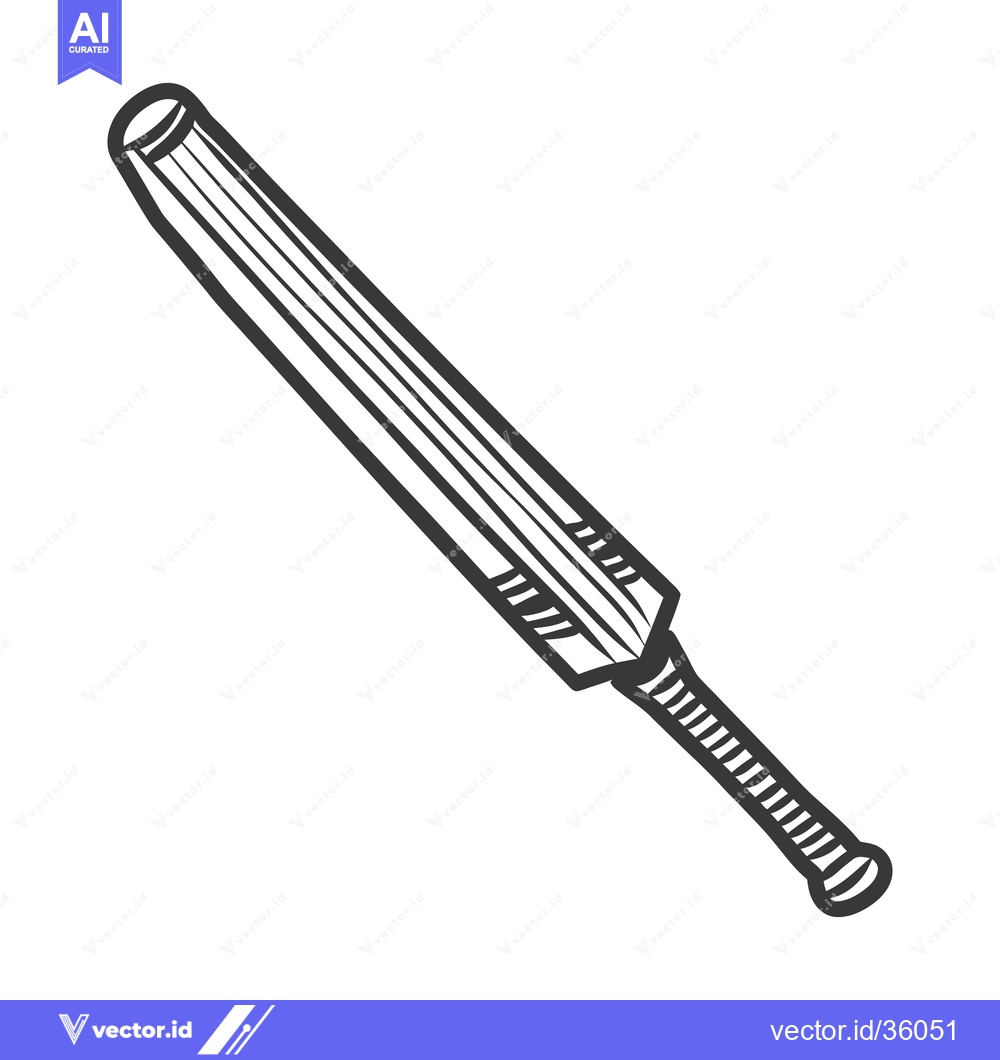 Premium Vector dari A detailed simple illustration of a cricket bat on display