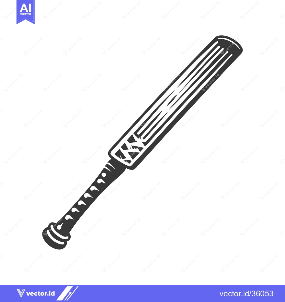 Premium Vector dari A monochrome illustration of a wooden baseball bat on white background