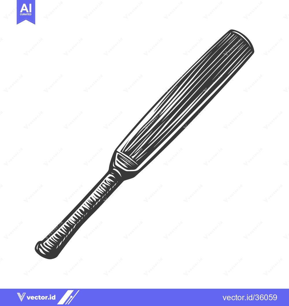 Premium Vector dari An illustrated wooden bat rendered in a classical style