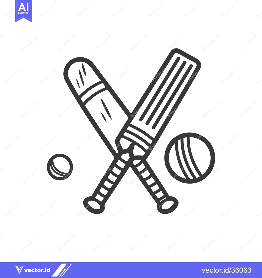 Premium Vector dari Two crossed bats and two balls are shown in this image